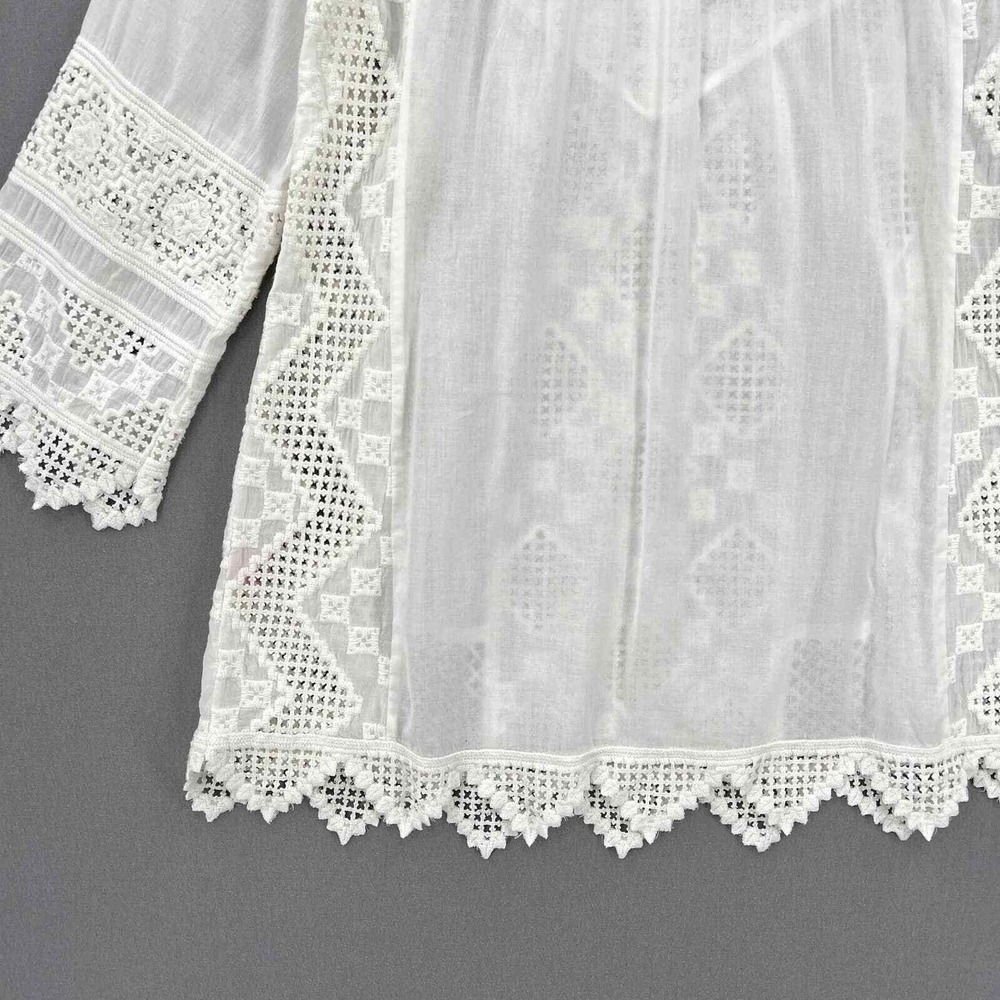 CALYPSO ST BARTH Embroidered Eyelet Tunic Top Womens Small White Resort Beach - Picture 7 of 16